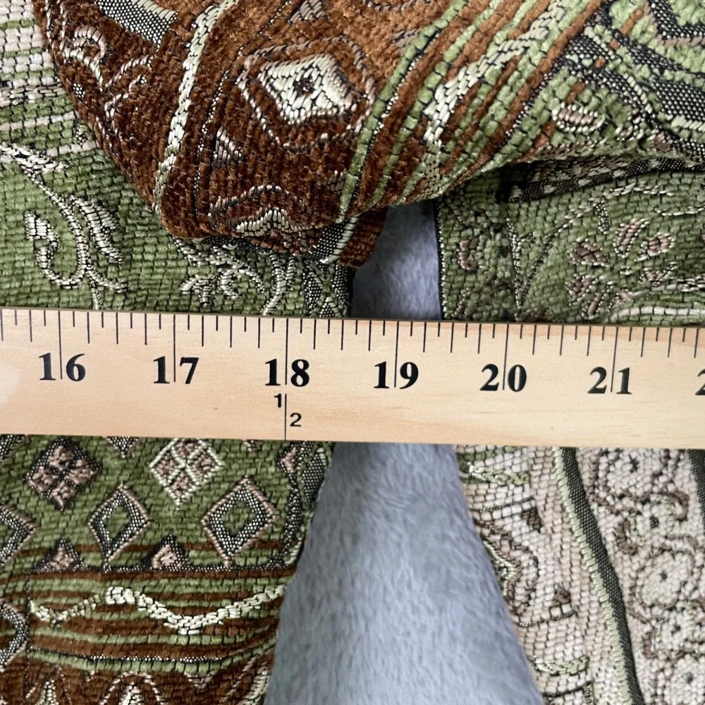 Vintage Patchwork Tapestry Jacket Womens Green Brown Whimsigoth Fairycore Earthy